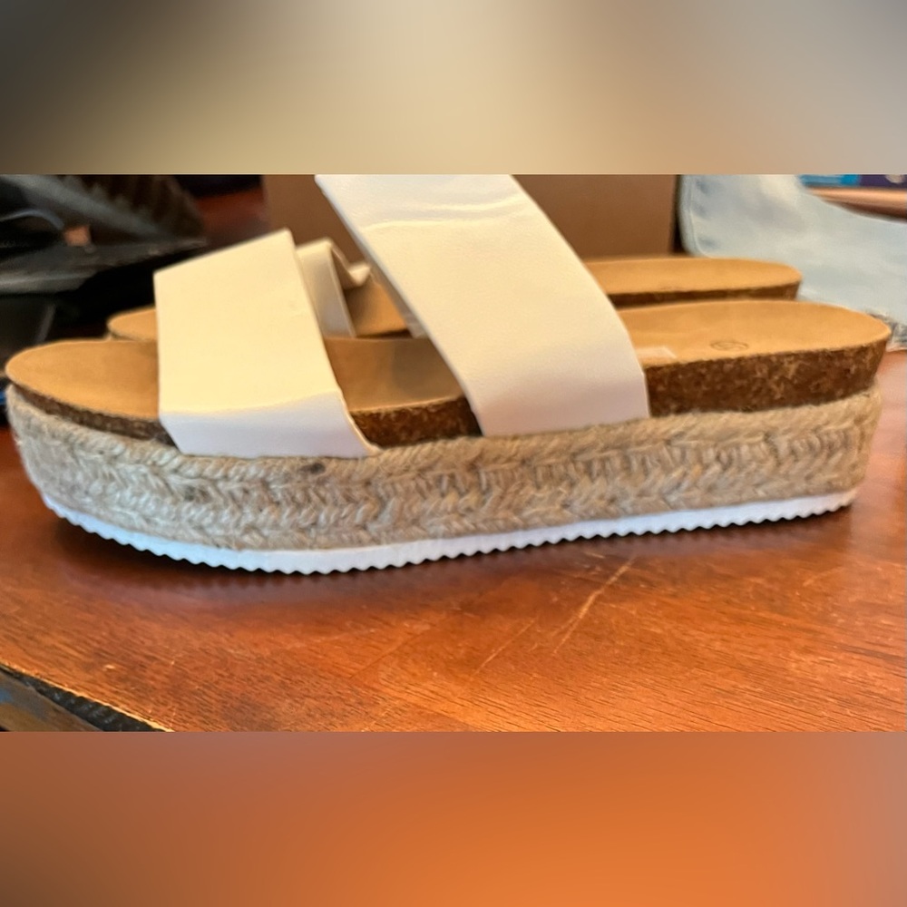 White platform sandals